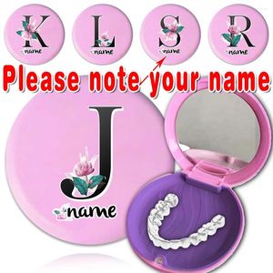 Storage Bottles Customized Name Portable Milk Teeth Box With Mirror Orthodontic Mouth Guard Braces Denture Organizer Holder Retainer Case