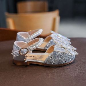 Korean Baby Bow Girl Sandals Sequin Dance Show Shoes Non-Slip Breathable Princess Birthday Gift