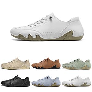 Gai Men Women Casual Scarpe Sneakers piatto in pelle Black Beige Teal Navy Brown Grey Scuro Slizia Slitta Mens Fashion Schede di tennis Tennis 36-45