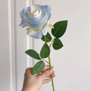 Dekorative Blumen 3pcs 51 cm lange künstliche rosarote blaue Weiße Pfingstrosen Seiden Hochzeit Garten Tisch Dekoration gefälschter Blumenstrauß