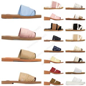 New designer slippers luxury women sandals woody bottom slides canvas square toe platform shoes embroidery summer sandal fashion beach outdoor sliders Famous