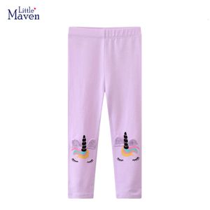 Little Maven Baby Pants Purple Unicorn Leggings Cotton Lovely Comfort Trousers Toddler Kids Girls kläder 2-7 år L2405