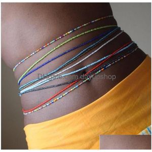 Belly Chains Colorf Rice Design Pärlor Midja Länk Bikini Body Chain Jewelry Y Girl Women Summer Drop Delivery DHMWR