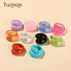 Couple Rings Irregular transparent acrylic ring suitable for female minimalists Korean punk hip-hop ring friendship girl colorful fashionable jewelry S245309