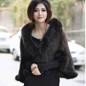 Women's Fur Faux Fur Autumn Winter Ladies Genuine Knitted Mink Fur Shawls Fur Collar Women Fur Pashmina Wraps Bridal Cape Coat Jacket z240530