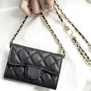 Cheap Store 90% Off Wholesale Luxury Lingge Small Fragrant Womens Change Card Bag Fashion Sheepskin Leather Crossbody Flap Chain Waist Classic coins purses wallets