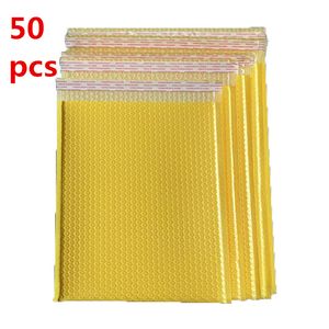 Packaging Bags wholesale 50pcs Yellow Bubble Mailers Padded Pearl film Gift Present Mail Envelope Bag For Book Magazine Lined Mailer Self Seal