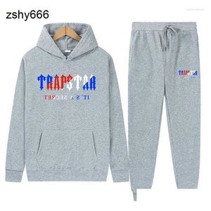 Mens Tracksuits Mens Designer Tracksuit Trapstar Brand Printed Sportswear Men Winter Clothing Warm Two Pieces Set Loose Hoodie Swea Dhzxb