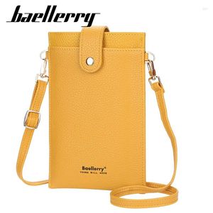 Bag kadınlar mini messenger bayanlar yumuşak pu deri omuz çantaları kadın ultra ince crossbody cüzdan sarı telefon kartı tutucu