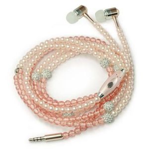 Hörlurar mp3 diamantpärlpärlor i öronhalsband hörlurar med mic fashional present flickor telefon öronsnäckor headset halsband gåvor 3,5 mm 1 st