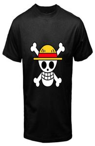 2018 Fashion New One -Stück Pirates Flagg Logo Luffy Anime Manga Men039s schwarzer T -Shirt Männer T -Shirt -Druck Baumwolle Kurzarm T SH6010979