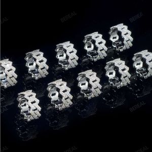 Wholesale 14K 18K Vvs Moissanite Cuban Link Men Rings Hip Hop Style 925 Silver Iced Out Diamond Six-pointed Cross Ring Jewelry