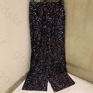 Kolorowe drukowane spodnie szerokokątne nogi kobiety moda klasyczne cienkie spodnie designerskie sprężyste talia