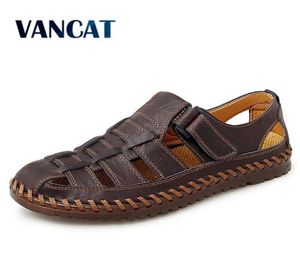 العلامة التجارية الصيفية المصنوعة من الجلد الأصلي الروماني men039s الصنادل الأعمال غير الرسمية أحذية خارجية الشاطئ الخوض بحجم كبير 3948 2109031457988