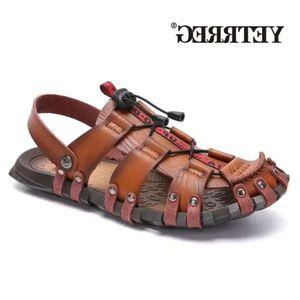 Mjuk bekväma mäns vancat casual läder romerska sommaren utomhus strand sandaler stora storlekar 3 fd4