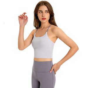 LU-186 Backless Yoga Tank Tops för kvinnor ärmlös sport T-shirt Träning Fitness BH Quick Dry Athletic Running Vest La