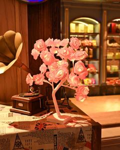 Table Lamps Valentine's Day Decor Rose Flower Tree Lamp Gift For Girls Woman Teens Home Battery Powered Bedroom Living Room