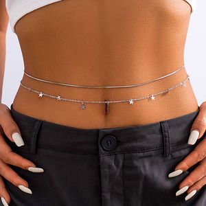 Purui wiele stylów Srebrny kolor Talia Łańcuch Star Moon Serce Tassel Charm Belly Chain Women Bikini Body Biżuter Prezent plażowy