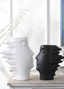 white black ceramic Modern Creative vase home decor crafts room decoration flowers vase porcelain large floor vases figurines1135449