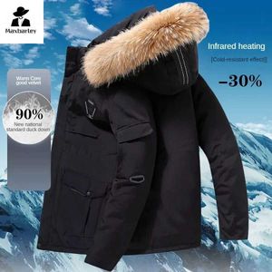 Herrarna ner parkas mens vinterrock exklusiv mensrock män vindtät 90% hög kashmir vit anka ner armerad varma down jacka z240530