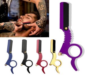 Barbeiro aresta reta barba barba barbas de cabelo dobrável barbeador de cabeleireiro substituível lâminas de corte de corte de cabelo lâmina de barragem de corte de cabelo8842891