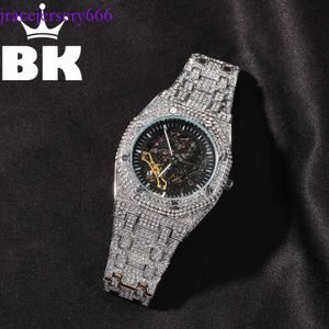 Hip Hop Full Iced Out Men Watches Stainlsteel Mechanical Rhinestones Quartz Square Wristwatches Businwatch X0707