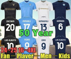 Xxxl 4xl 2024 LAZIO 50 YORIVERSARY SOCCER Jerseys 50th 23 24 25 Mimobile Luis Bastos SergeJ Badelj Lucas J.Correa Zaccagni Marusic Football Shirt