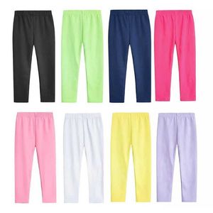 Leggings calças calças meninas meninas macias e elásticas leite moldado de seda calça de seda Childrens GGGS Candy colored Girls Calça apertada calça esportiva de crianças wx5.29