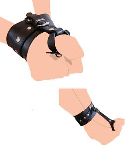 New Leather Hand Wrist To Thumbs Feet Ankle To Toes Cuffs Bondage Belts Cosplay BDSM Handcuffs Hogtie Strap Restraints Slave Adult7155829