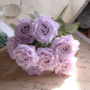Декоративные цветы симуляция белых роз шелковые фальшивые цветочные цветы эль -комната