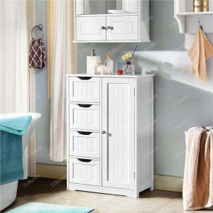 L Wooden Bathroom Floor Cabinet Freestanding Storage Organizer White Bathroom Furniture Storage Cabinets home furniture