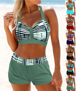 Summer High Quality Bikini Curve Printed Women's Sexy Lace Up Open Back Resort Fashion Beach Swimsuit S-5XL