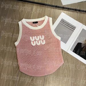 Letter Embroidery Vests Women Knitted Tanks Jacquard Short Singlets Summer Pink Tank Tops Designer Tanks Simple Solid Color Sleeveless Tees