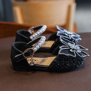 2-12years Kid Girl Summer Casual Street Dancing Shoes For Children Girls Butterfly Pearls Rhinestone Sandals