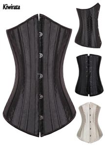 Wholex 26 Spiral Steel Boned Women Midje Trainer Cincher Shapewear Underbust Corsets and Bustiers Sexig underkläder topp plus size9025577