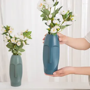花瓶のデザインパターンノルディックフラワー花瓶模造セラミックポットプラスチック飾りホームデコアドロップシップ卸売