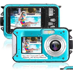 Digital Cameras Underwater Camera 2.7K 48Mp Waterproof 10Ft Hd Video Selfie Dual Sn 16X Drop Delivery Photo Ot7Za