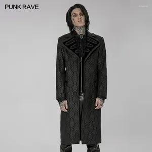 Men's Trench Coats PUNK RAVE Gothic Print Medium Length Simple Coat Exquisite Collar Party Club Autumn/Winter