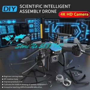 Drony DIY Ręcznie robione zgromadzenie nauczania nauczania dron zdalny 100 m Inteligentna stała wysokość bezgłowa 3D Roll WiFi FPV RC Drone Childrens Toys S3