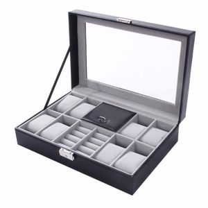 Wachboxen Kisten Box 8 3 gemischte Netze 30 20 8 cm Leder Wildleder in der Wort Schnalle Aufbewahrung Schmuck Ring Display Herren Hülle Top 1 264z