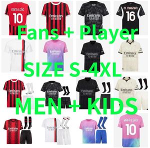 23 24 25 AC Reijnders Giroud Milans Soccer Jerseys 2024 2025 Theo Tonali Romagnoli R.Leao S.Castillejo Pulisic Rafa Leao Football Shirt Uniform Men Kids Player Version