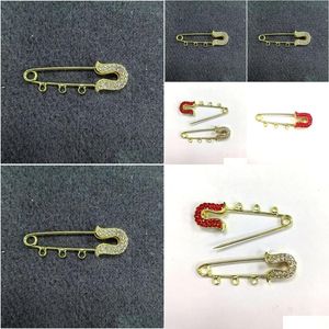 Aunhores de pinos 4cm de ouro /seriam pequenos broches de segurança de shinestone de liga de liga islâmica Lenço de cristal hijab bebê com 3 loops para joalheria DIY OT7V1