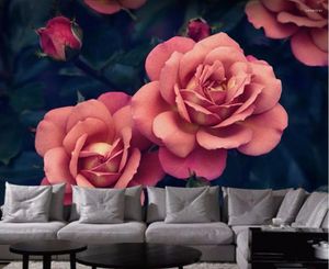 Обои для обоев CJSIR Custom Обои-это красивая ручная розовая телевизор Фон Стена Стена гостиная спальня фрески 3D