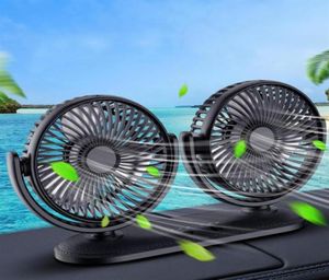 Przenośny mini fan samochodu 360 stopni Regulowany auto chłodzenie powietrza Dual Head Fan USB Fan cichy mały fan biurkowy21548104495