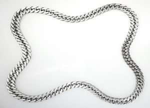 Onepiece No Buckle Silver tone stainless steel mens Polished Chain Necklace5244656