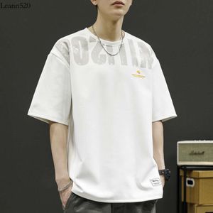 Camiseta curta branca 2024 Summer Loose Moda Brand Men de Men Mangueira Manguitada Top American Style
