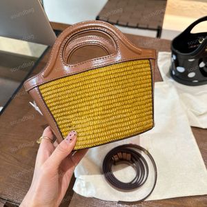 Cowhide Raffias Mini Bag Designer Tote Luxury Vintage Women Summer Mani Handbag Weave Bag