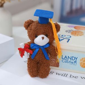 14 cm Doctor's Hut Bären Puppe niedliche Teddybären gefüllt Plüschspielzeug für Mädchen Schlüsselbeutel Anhänger Abschluss anerkannte Geschenke