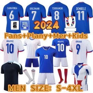 2024 French MBAPPE KANTE BENZEMA Football Jersey 2024 European Cup Fan Player Edition GRIEZMANN GIROUD VARANE Mens and Womens Childrens Set Home and away venues M-4XL