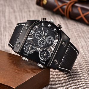 Lyxvarumärke Oulm Watch Quartz Sports Men Leather Strap Watches Casual Male Military Wristwatch Dropshipping Relogio Masculino LY191213 231M